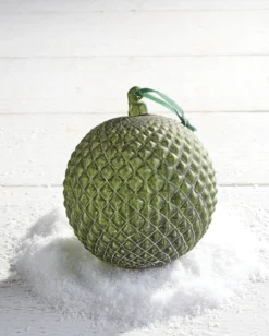 Raz 6" Green Quilted Ball Glass Christmas Ornament 4022885