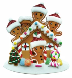 Gingerbread House Family Of 4 Personalized Christmas Ornament OR1872-4 -Xmas Ornaments Shop apiegahkl 60179.1646091916