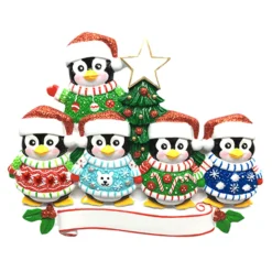Ugly Sweater Penguin Family Of 5 Personalized Christmas Ornament -Xmas Ornaments Shop apifbzltv 65440.1646091888