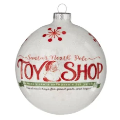 Raz 4.75" North Pole Toy Shop Glass Ball Christmas Ornament 4124529
