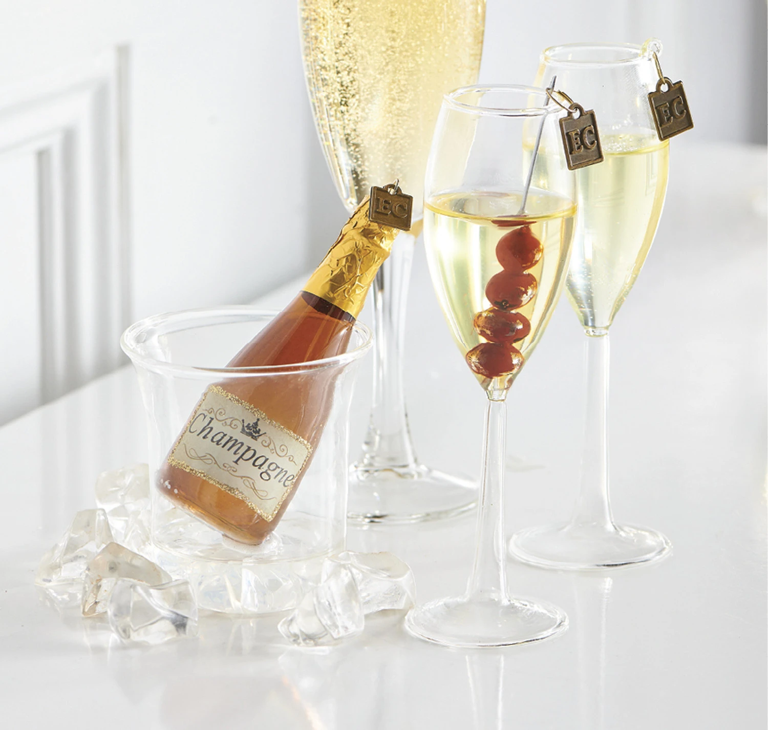 Raz Eric Cortina 4.25" Ice Bucket With Champagne Glass Christmas Ornament 4053111 1 Raz Eric Cortina 4.25" Ice Bucket With Champagne Glass Christmas Ornament 4053111