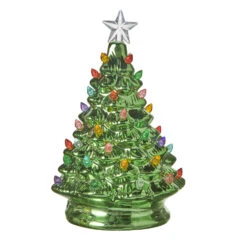 Raz 8" Battery Operated Lighted White Or Metallic Green Ceramic Christmas Tree -Xmas Ornaments Shop apihgr0sz 57754.1646091875