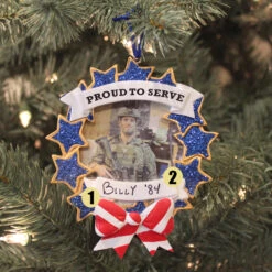 Armed Forces Military Picture Frame Personalized Christmas Ornament