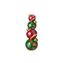 39.5" Battery Operated LED Lighted Red And Green Stacked Ornaments Christmas Decoration 2604390