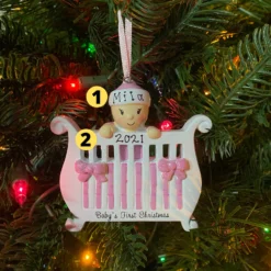 Baby Girl In Crib Personalized Christmas Ornament OR1732-P