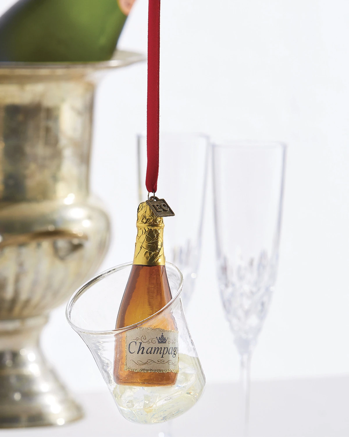 Raz Eric Cortina 4.25" Ice Bucket With Champagne Glass Christmas Ornament 4053111 2 Raz Eric Cortina 4.25" Ice Bucket With Champagne Glass Christmas Ornament 4053111 - Image 2