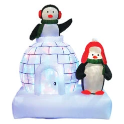 Brite Star 5' LED Lighted Penguin Family On Igloo Inflatable Outdoor Decoration 49-029-00