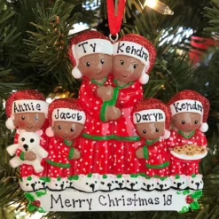 African American Pajama Family Of 6 Personalized Christmas Ornament -Xmas Ornaments Shop apiiud1ae 26131.1646091914