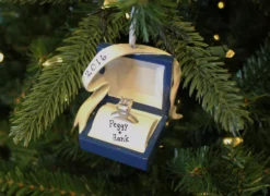 Couples Engagement Ring In A Box Personalized Christmas Ornament