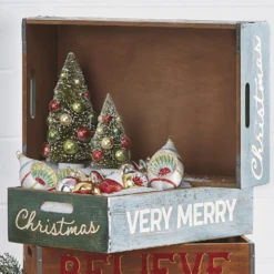 Raz Set Of 2 Very Merry Christmas Crate Decoration 4112320