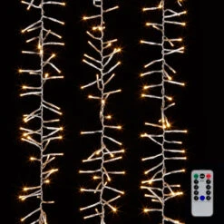 Raz 44' Cluster Garland On Clear Wire With Compact White Christmas Lights W/ Remote G3937037