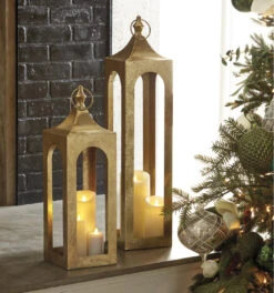 Raz Large21" Or 29" Gold Lantern Christmas Decoration