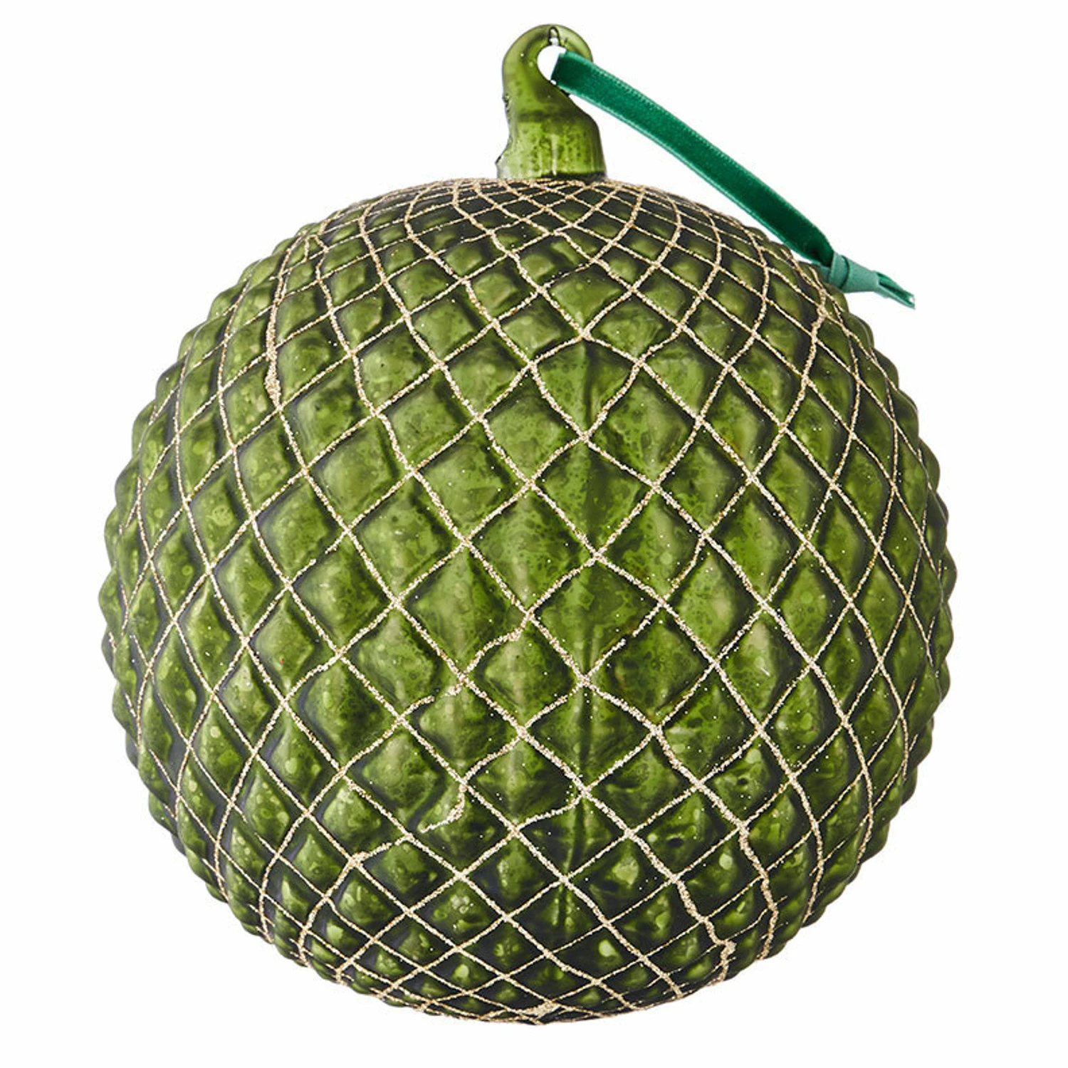 Raz 6" Green Quilted Ball Glass Christmas Ornament 4022885 2 Raz 6" Green Quilted Ball Glass Christmas Ornament 4022885 - Image 2