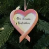 Breast Cancer Ribbon Heart Personalized Christmas Ornament