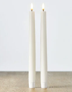 Uyuni 11" Moving Flame White Unscented Taper Candle Set Of 2 4034512