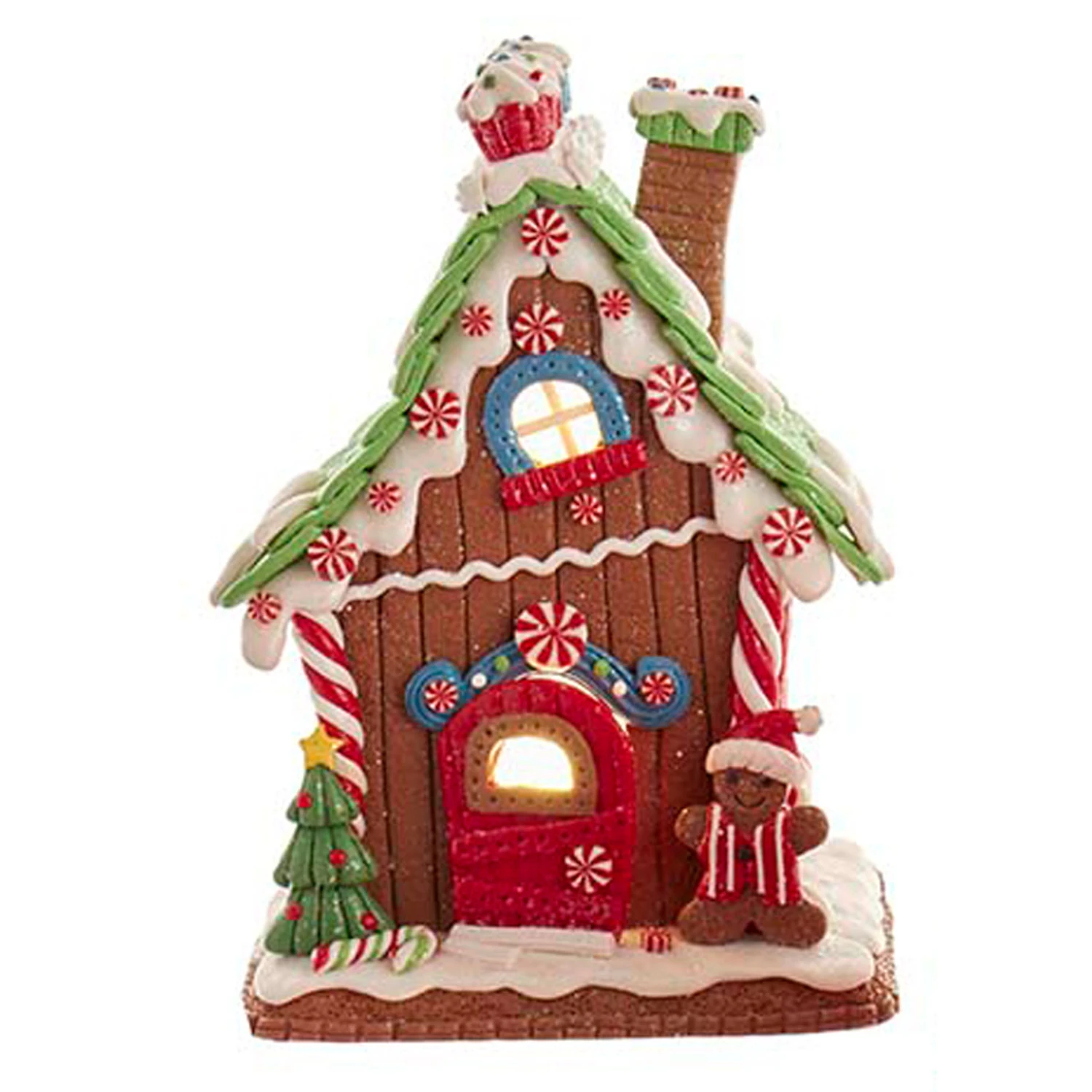 Kurt Adler 8" LED Lighted Cottage Style Gingerbread House Christmas Decoration GBJ0021 3 Kurt Adler 8" LED Lighted Cottage Style Gingerbread House Christmas Decoration GBJ0021 - Image 3