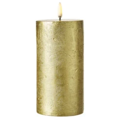 Uyuni 3" X 5" Or 7" Gold Texture Flat Top Flicker Flame Pillar Candle -Xmas Ornaments Shop apilm8ltz 59857.1646091946