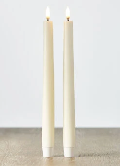 Uyuni 11" Moving Flame IvoryUnscented Taper Candle Set Of 2 4034513