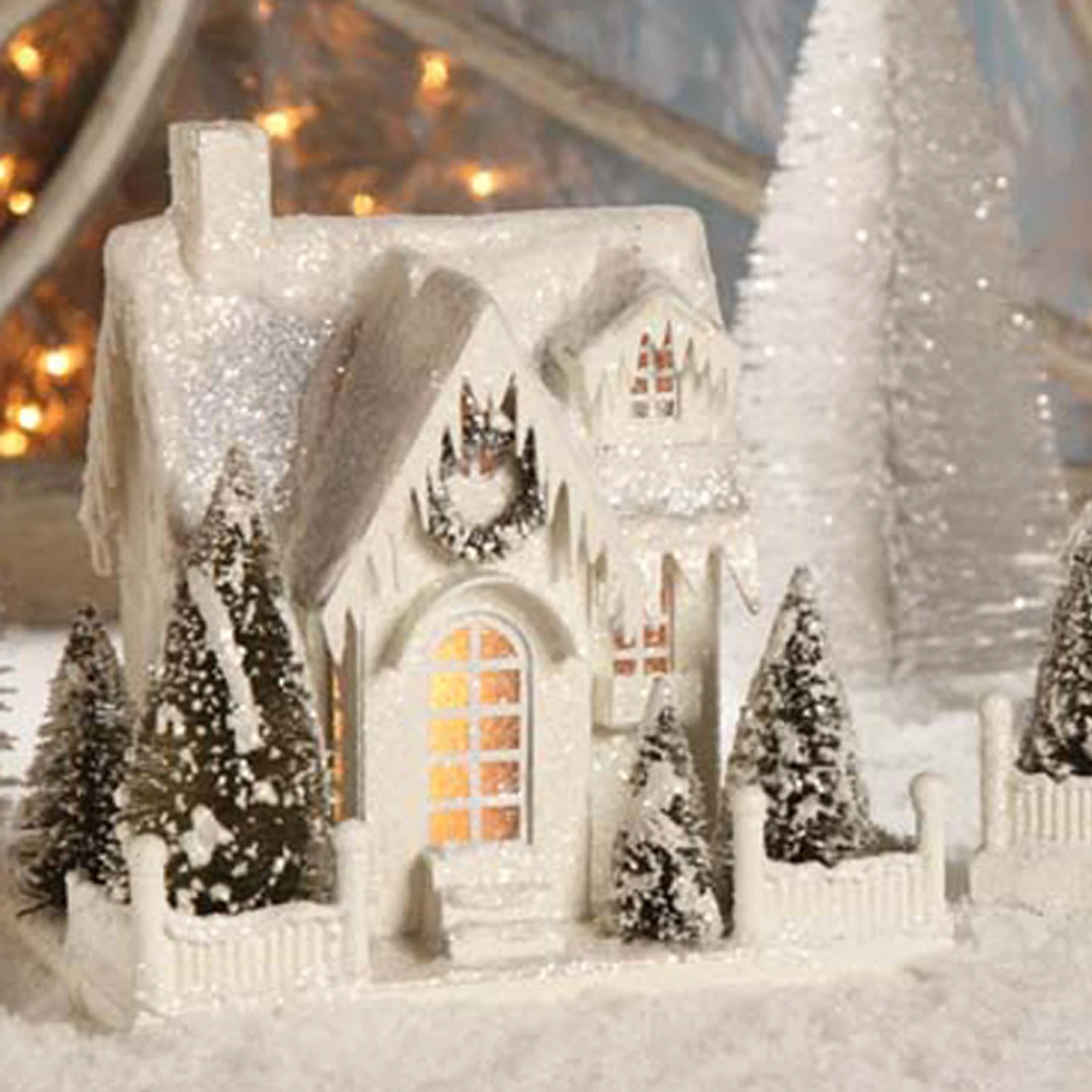 Bethany Lowe 9" Large Vintage Ivory Cottage Christmas House LG1775 2 Bethany Lowe 9" Large Vintage Ivory Cottage Christmas House LG1775 - Image 2