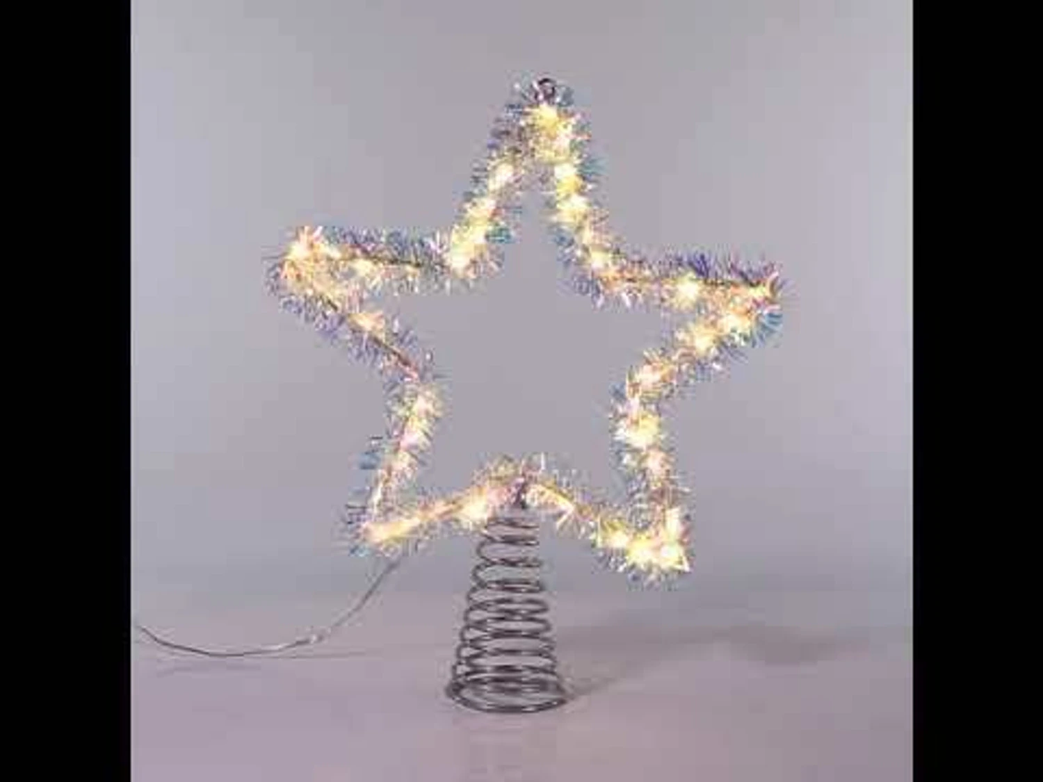 Kurt Adler 12.2" LED Lighted Warm White Silver Tinsel Star Christmas Tree Topper AD1022WW 9 Kurt Adler 12.2" LED Lighted Warm White Silver Tinsel Star Christmas Tree Topper AD1022WW - Image 9