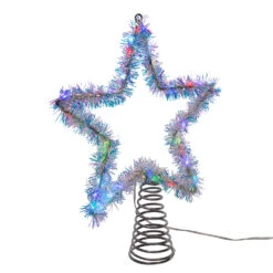 Kurt Adler 12.2" LED Lighted Silver Tinsel Star Christmas Tree Topper AD1022RGB -Xmas Ornaments Shop apio1tds8 83097.1646091916