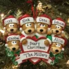 Bear Family Of 6 With Heart Personalized Christmas Ornament