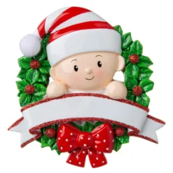 Baby In A Red And Green Wreath Personalized Christmas Ornament OR1746-RG -Xmas Ornaments Shop apipqcfk1 72609.1646091872