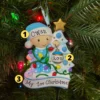 Baby Decorating A Tree Blue Personalized Christmas Ornament OR1847-B