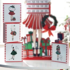 Raz Set Of 4 6" Holiday Shopper Block Christmas Signs 4016290