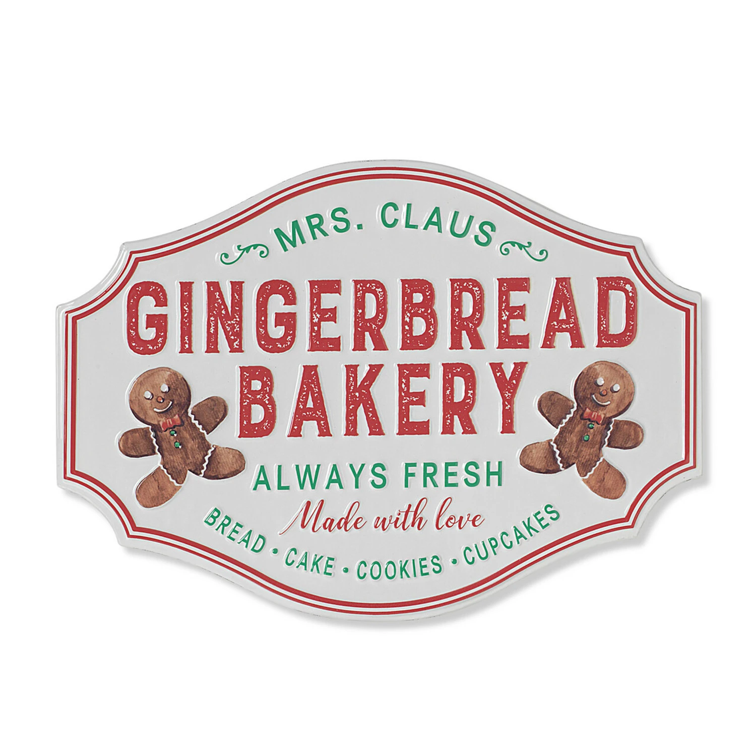 18" Metal Embossed Metal Gingerbread Christmas Sign 2604190 1 18" Metal Embossed Metal Gingerbread Christmas Sign 2604190