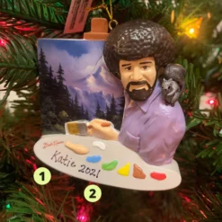 Kurt Adler 3.5" Bob Ross Painting Personalized Christmas Ornament BO2201