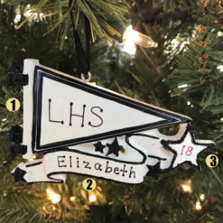Glittered Black Sports Pennant Personalized Christmas Ornament OR1558-BK -Xmas Ornaments Shop apiqz7abz 88901.1646091889