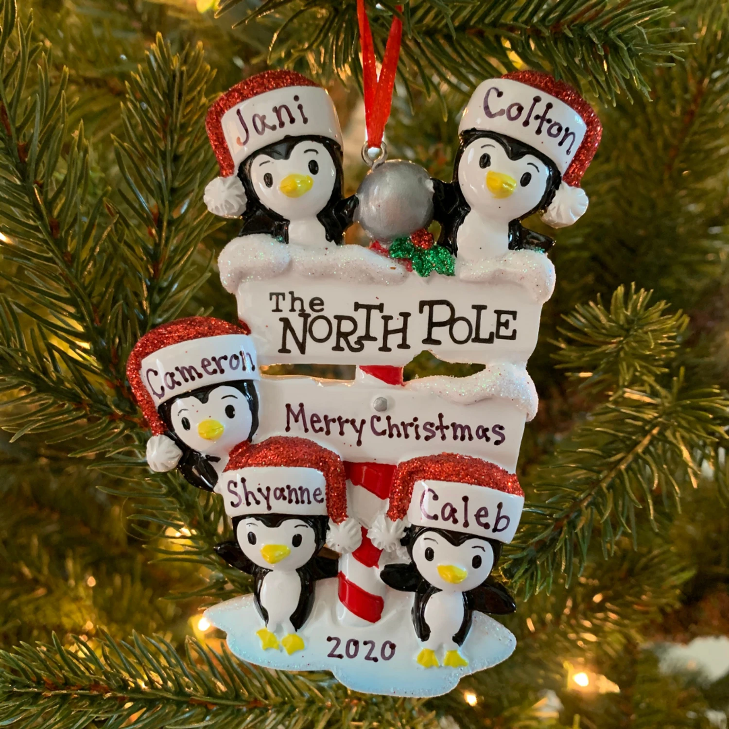 Penguin Family Of 5 At The North Pole Personalized Christmas Ornament OR1739-5 2 Penguin Family Of 5 At The North Pole Personalized Christmas Ornament OR1739-5 - Image 2