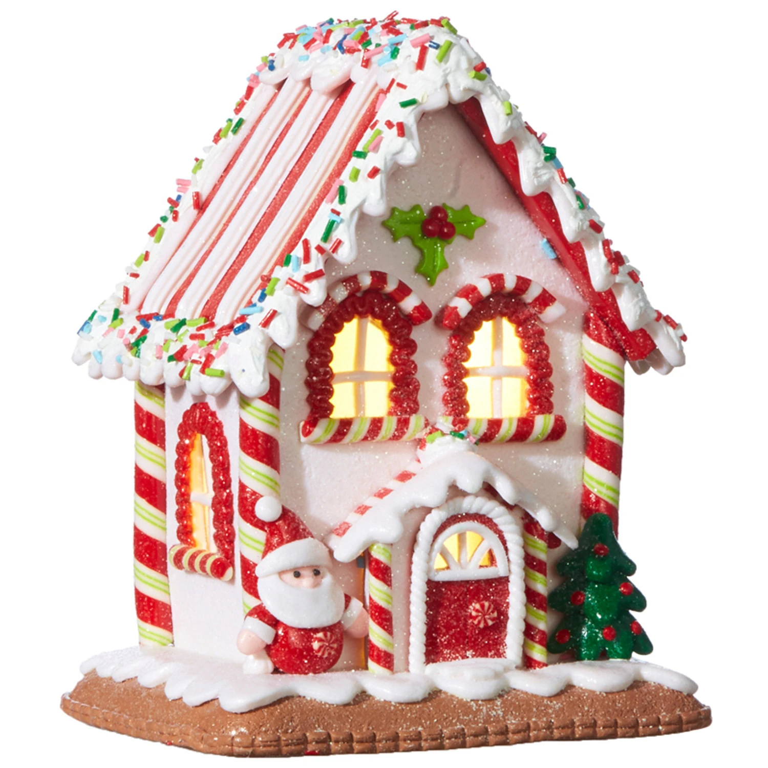Raz 7.25" Battery Operated LED Lighted Claydough Gingerbread House Christmas Figure 4016097 2 Raz 7.25" Battery Operated LED Lighted Claydough Gingerbread House Christmas Figure 4016097 - Image 2