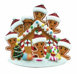 Gingerbread House Family Of 6 Personalized Christmas Ornament OR1872-6 -Xmas Ornaments Shop apis5mkl1 41420.1646091883