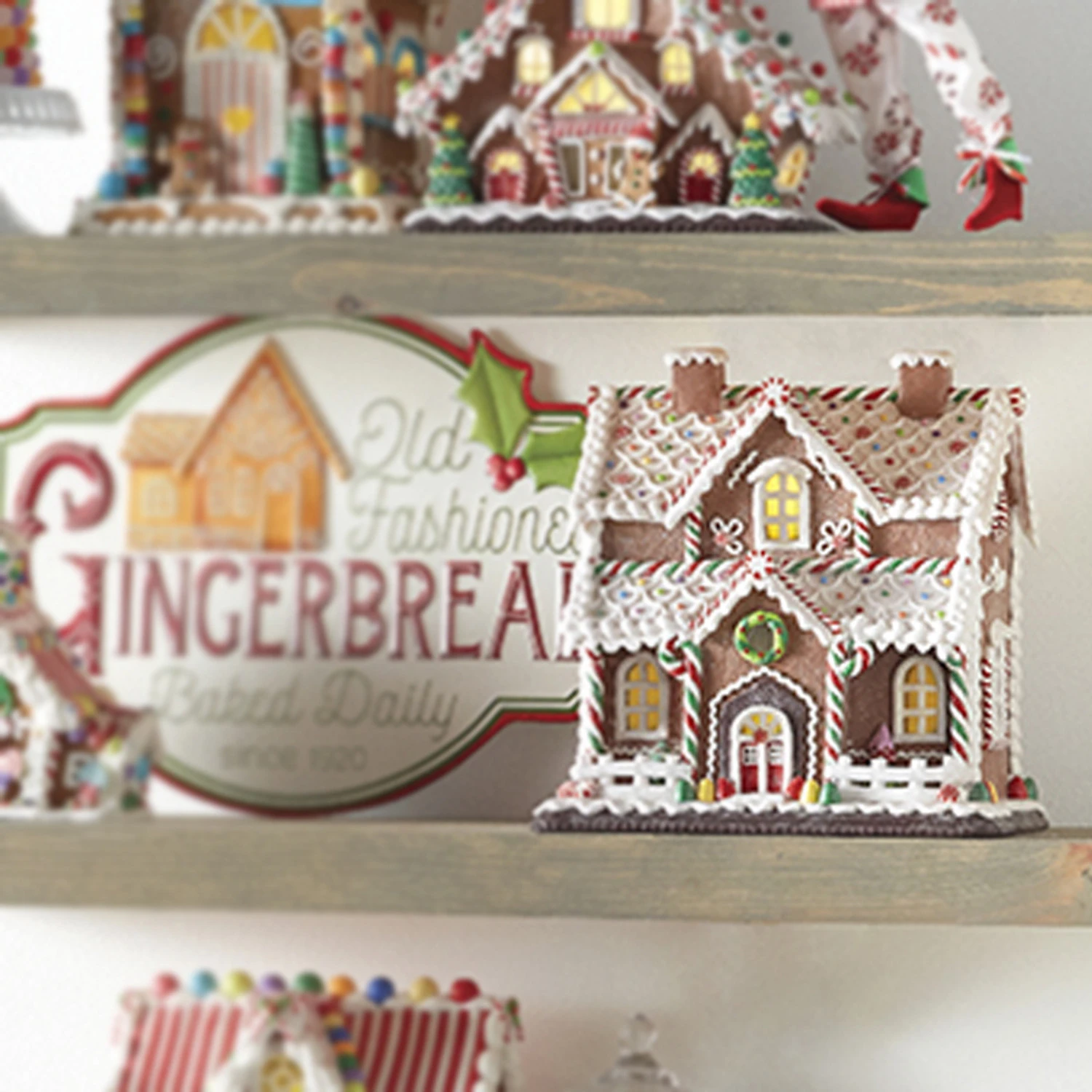 Raz 12.25"LED Lighted Two Story Gingerbread House Christmas Figure 4016095 1 Raz 12.25"LED Lighted Two Story Gingerbread House Christmas Figure 4016095