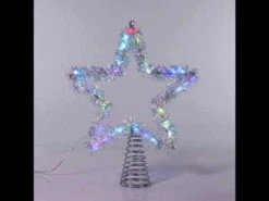 Kurt Adler 12.2" LED Lighted Silver Tinsel Star Christmas Tree Topper AD1022RGB -Xmas Ornaments Shop apisk67gi 83803.1646091914