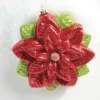 Raz 6.5" Red Glitter Poinsettia Glass Christmas Ornament 4019189