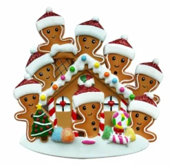 Gingerbread House Family Of 8 Personalized Christmas Ornament OR1872-8