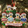 Ugly Sweater Penguin Family Of 5 Personalized Christmas Ornament