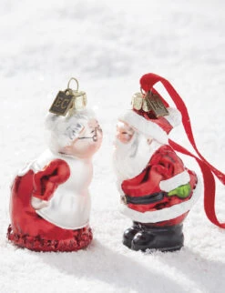 Raz 3.5" Eric Cornina Mr. And Mrs. Claus Glass Christmas Ornament 4153127