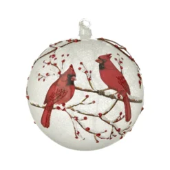 Raz 6" Cardinal Glass Ball Christmas Ornament 4124603 -Xmas Ornaments Shop apistmb6h 01078.1646091917
