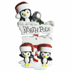 Penguin Family Of 3 At The North Pole Personalized Christmas Ornament OR1739-3 -Xmas Ornaments Shop apit31xie 99918.1646091896