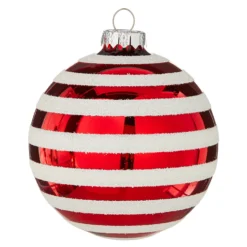 Raz 4" Red And White Striped Glass Christmas Ornaments 4120871 -Xmas Ornaments Shop apithfbyx 24383.1646091989