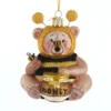 Kurt Adler 4.25" Noble Gems Bee Honey Bear Glass Christmas Ornament NBX0020