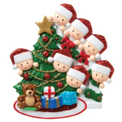 Family Of 7 Around The Christmas Tree Personalized Ornament OR1789-7 -Xmas Ornaments Shop apiuskpqo 02247.1646091926