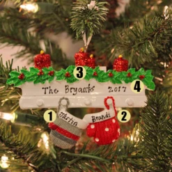 Family Personalized Christmas Ornament With 2 Mittens
