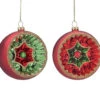 4" Red And Green Reflector Glass Ball Christmas Ornaments 9741891