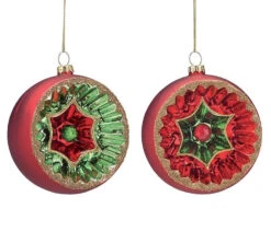 4" Red And Green Reflector Glass Ball Christmas Ornaments 9741891
