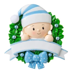 Blue Baby Boy In Wreath Personalized Christmas Ornament OR1746-B -Xmas Ornaments Shop apiwt8qhd 87170.1646091884